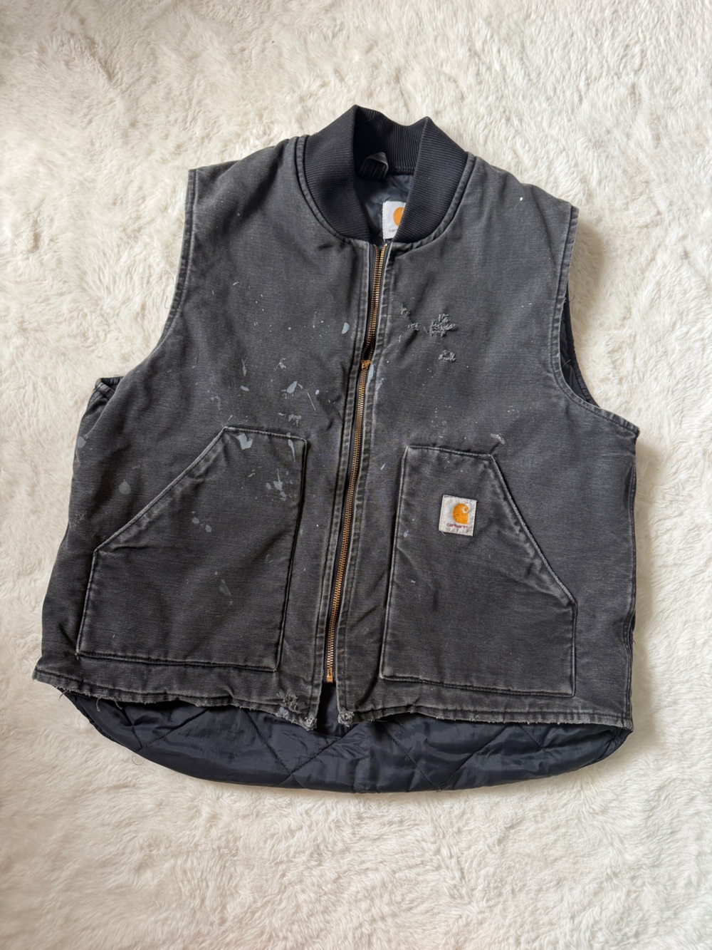 Distressed Vintage Carhartt Black Canvas Work Vest